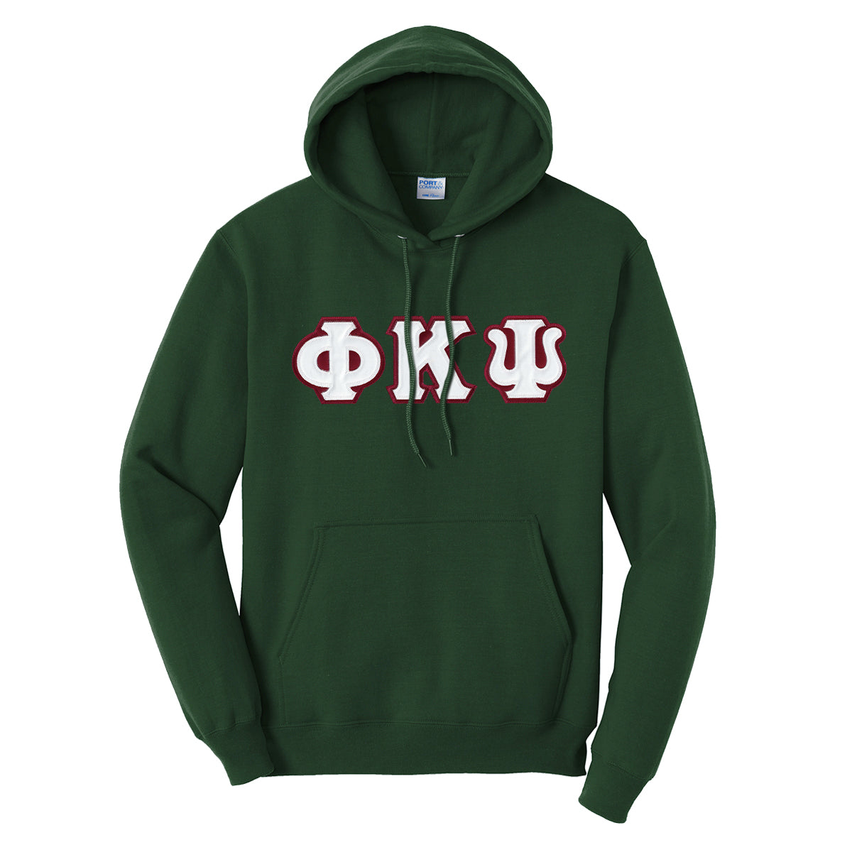 Phi Psi Forest Hoodie with Sewn On Letters