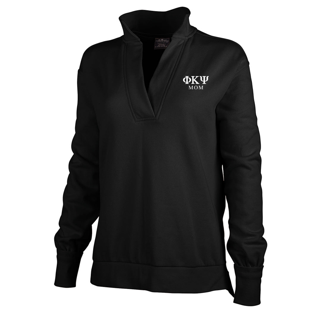 Phi Psi Black Embroidered Mom Sweatshirt