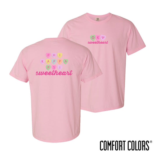 New! Phi Psi Comfort Colors Candy Hearts Short Sleeve Tee