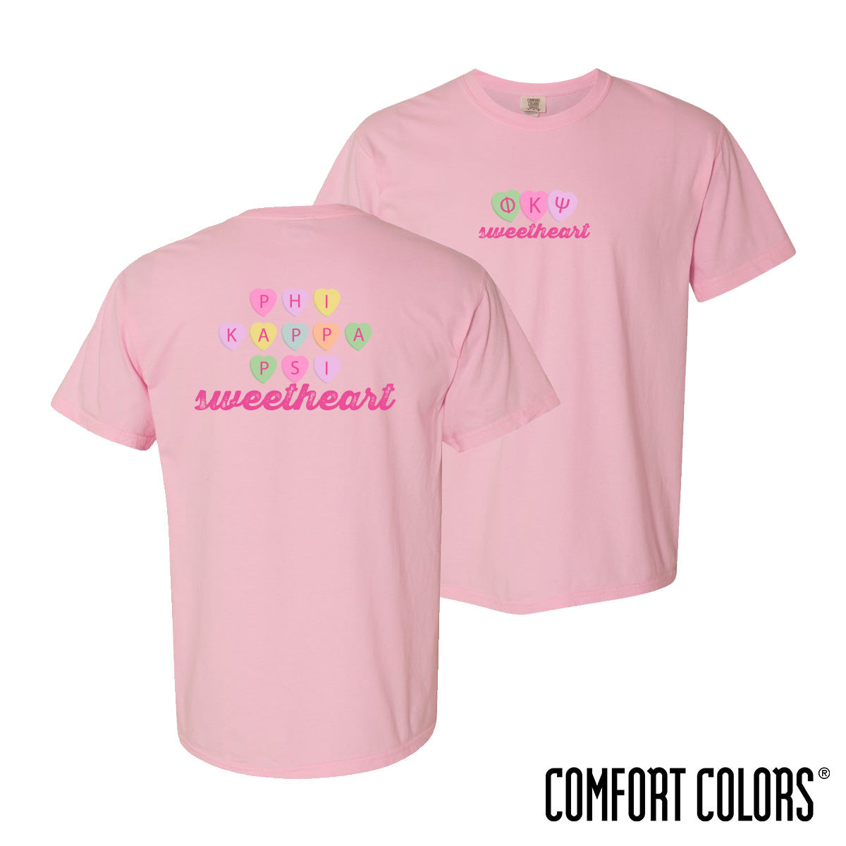 Phi Psi Comfort Colors Candy Hearts Short Sleeve Tee