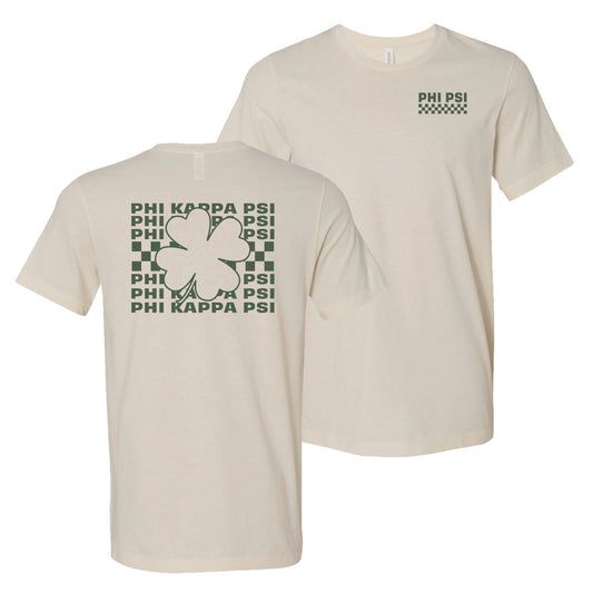 Phi Psi Natural Clover Checker Short Sleeve Tee