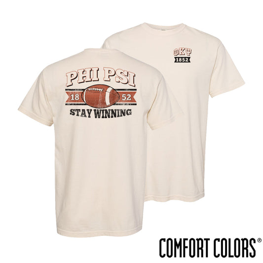 Phi Psi Comfort Colors Stay Winning Football Short Sleeve Tee