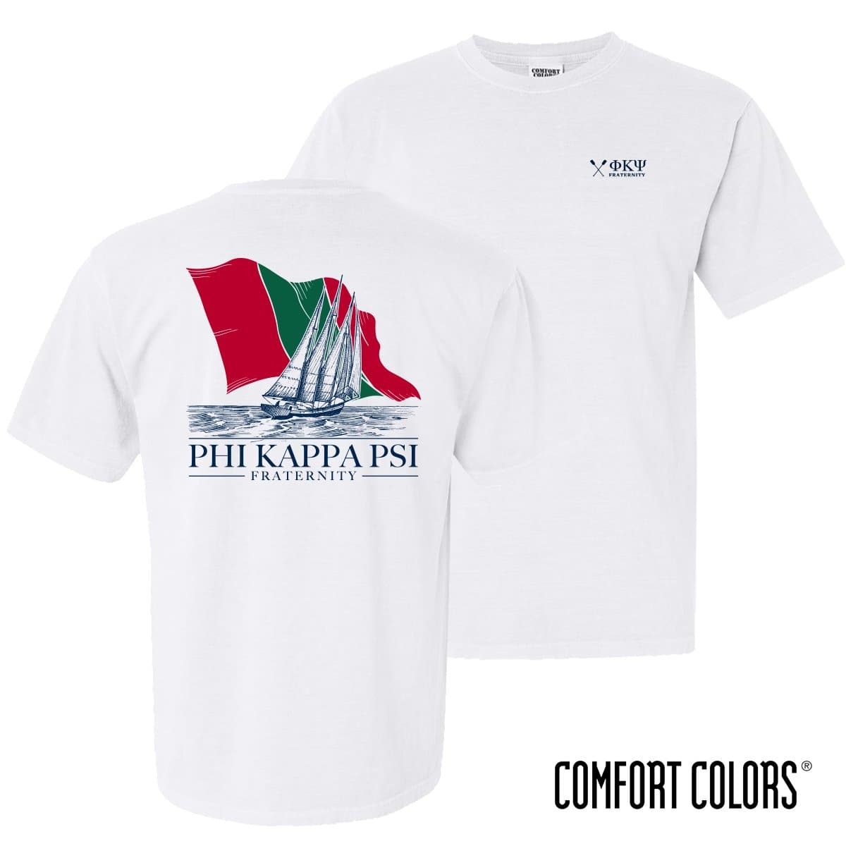 Phi Psi Comfort Colors White Seafarer Short Sleeve Tee | Phi Kappa Psi | Shirts > Short sleeve t-shirts