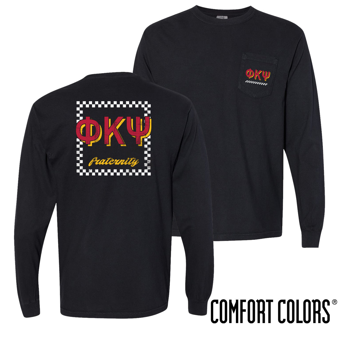 Phi Psi Comfort Colors Feeling Retro Black Long Sleeve Tee