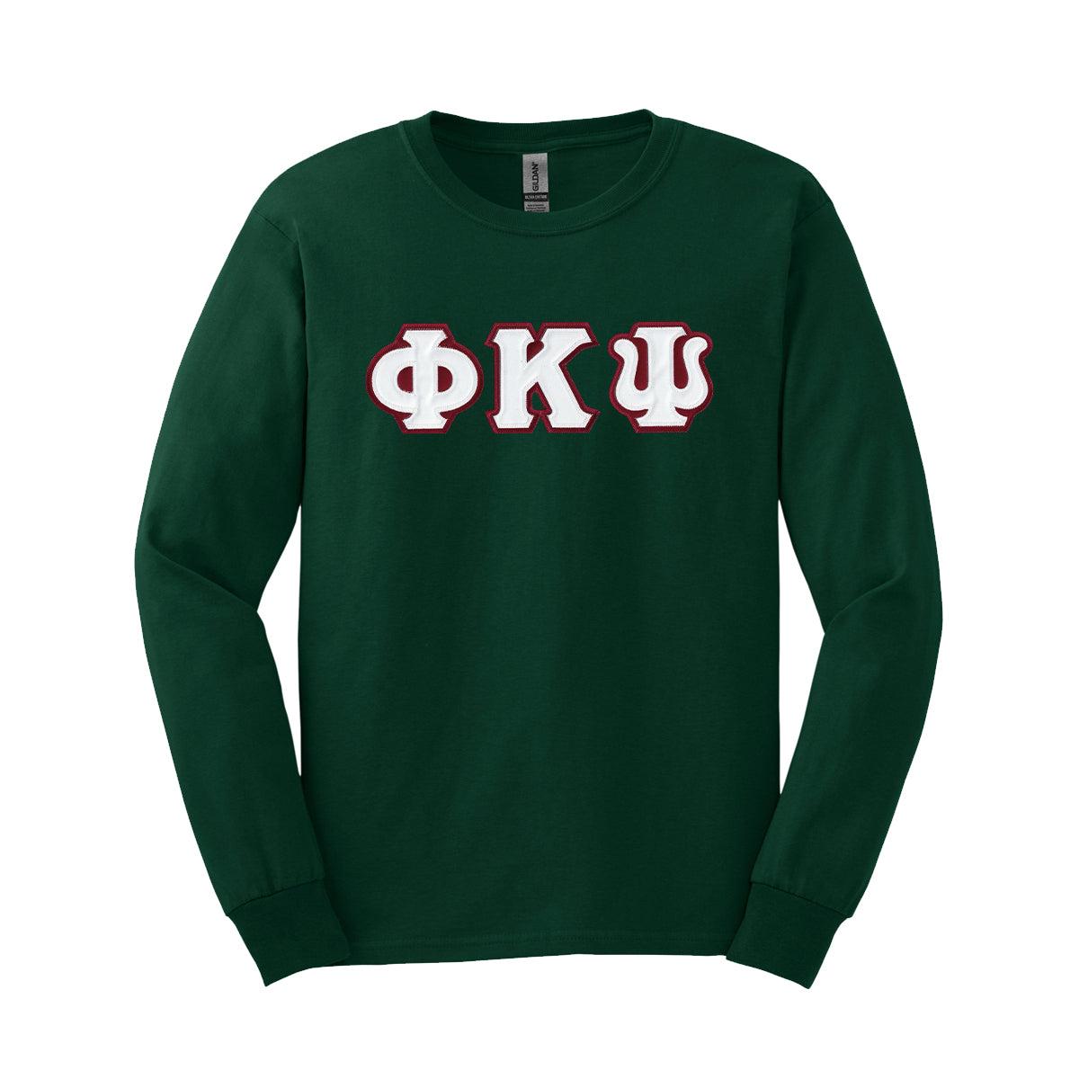 Phi Psi Forest Long Sleeve Tee with Sewn On Letters