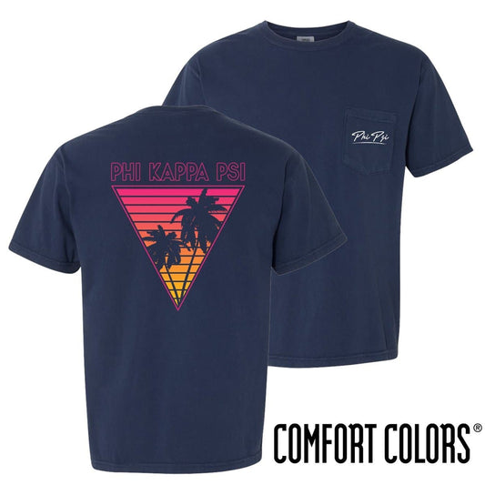 Phi Psi Comfort Colors Navy Short Sleeve Miami Pocket Tee | Phi Kappa Psi | Shirts > Short sleeve t-shirts