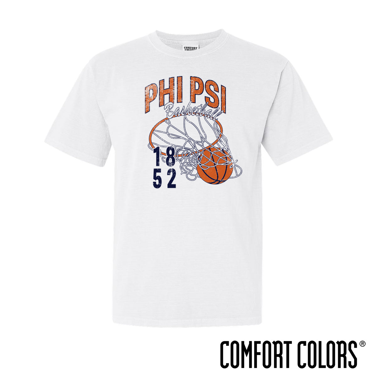 New! Phi Psi Comfort Colors Retro Basketball Short Sleeve Tee