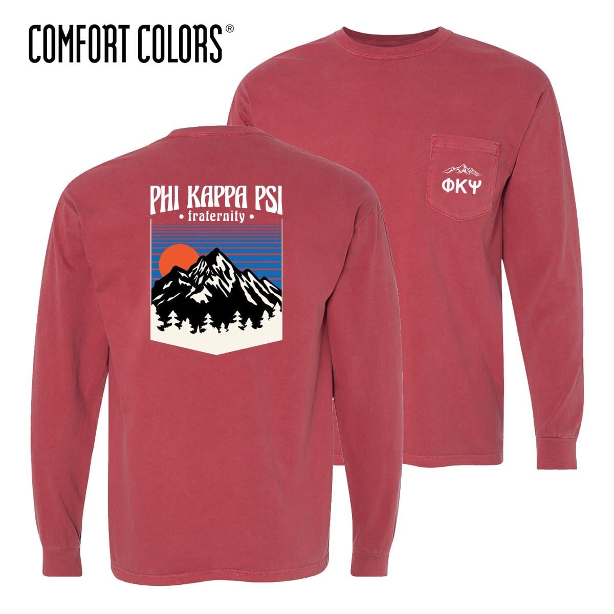 Phi Psi Comfort Colors Long Sleeve Retro Alpine Tee | Phi Kappa Psi | Shirts > Long sleeve t-shirts