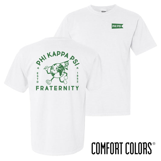 Phi Psi Comfort Colors Happy Earth White Short Sleeve Tee