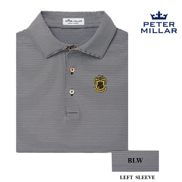 Phi Psi Personalized Peter Millar Jubilee Stripe Stretch Polo with Crest