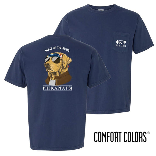 Phi Psi Comfort Colors Short Sleeve Navy Patriot Retriever Tee | Phi Kappa Psi | Shirts > Short sleeve t-shirts