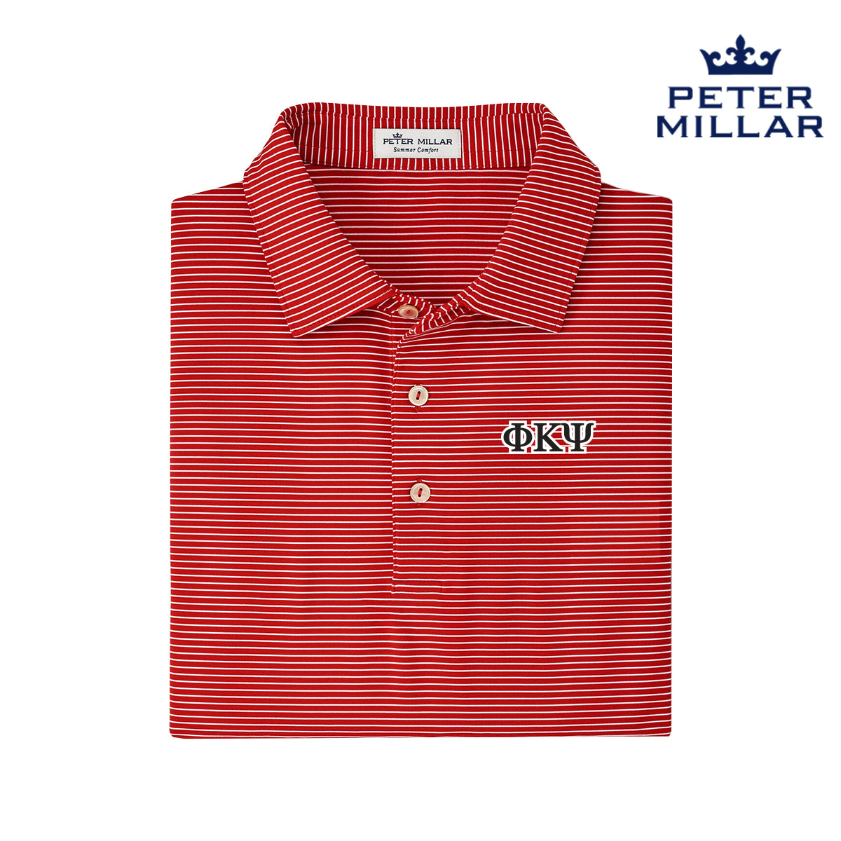 Phi Psi Red Peter Millar Marlin Performance Jersey Polo With Greek Letters
