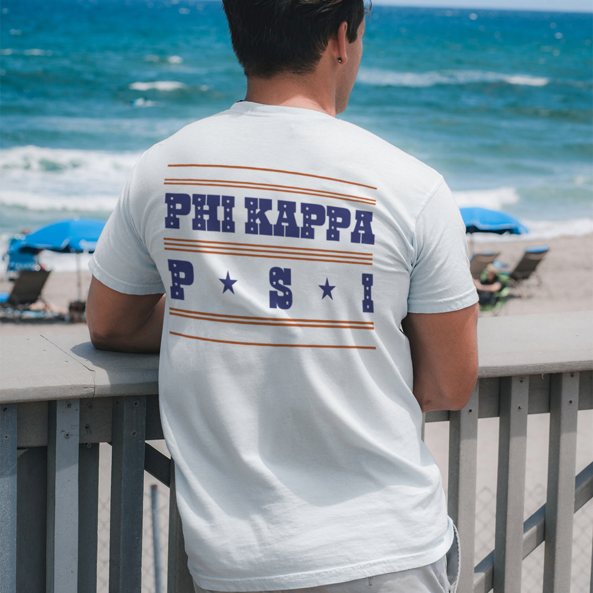 Phi Psi Comfort Colors Stars & Stripes White Short Sleeve Tee