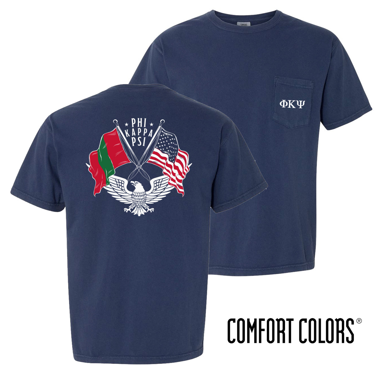 Phi Psi Comfort Colors Navy Patriot tee | Phi Kappa Psi | Shirts > Short sleeve t-shirts