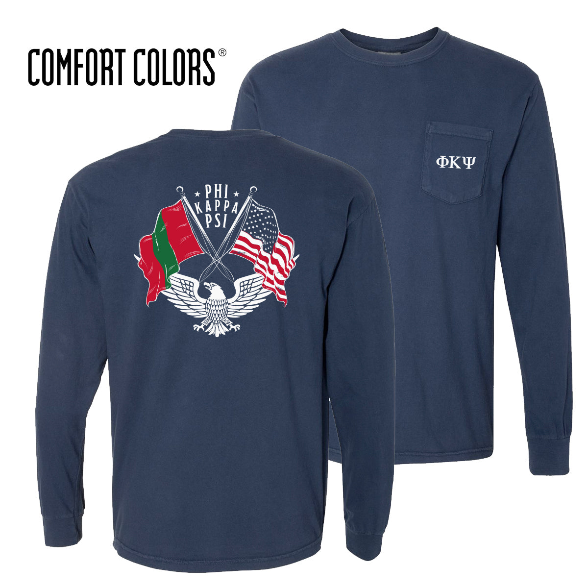 Phi Psi Comfort Colors Navy Patriot tee | Phi Kappa Psi | Shirts > Short sleeve t-shirts
