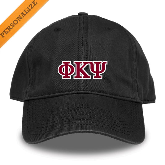 Phi Psi Personalized Black Hat | Phi Kappa Psi | Headwear > Billed hats