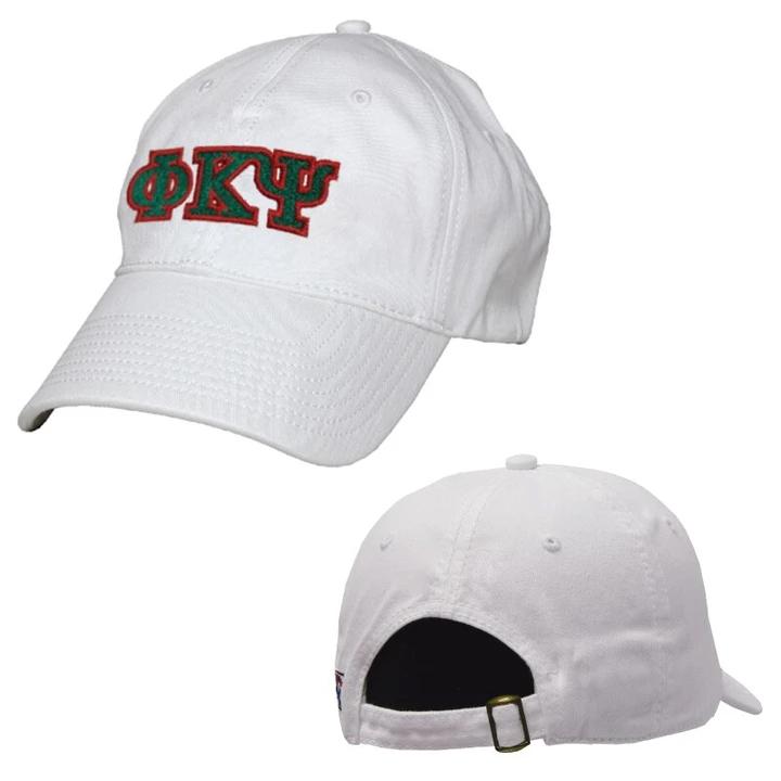 Phi Psi White Greek Letter Adjustable Hat | Phi Kappa Psi | Headwear > Billed hats