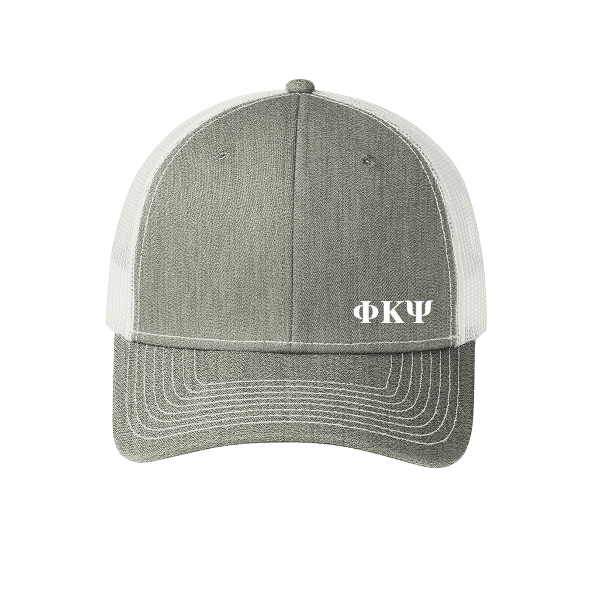 New! Phi Psi Grey Greek Letter Trucker Hat