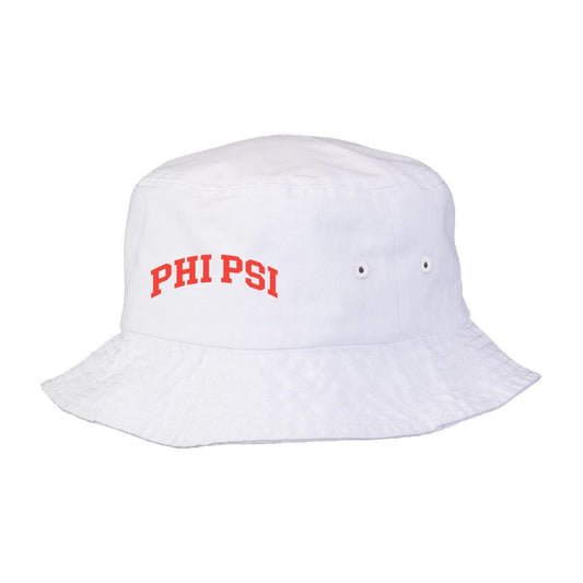 Phi Psi Title White Bucket Hat | Phi Kappa Psi | Headwear > Bucket hats