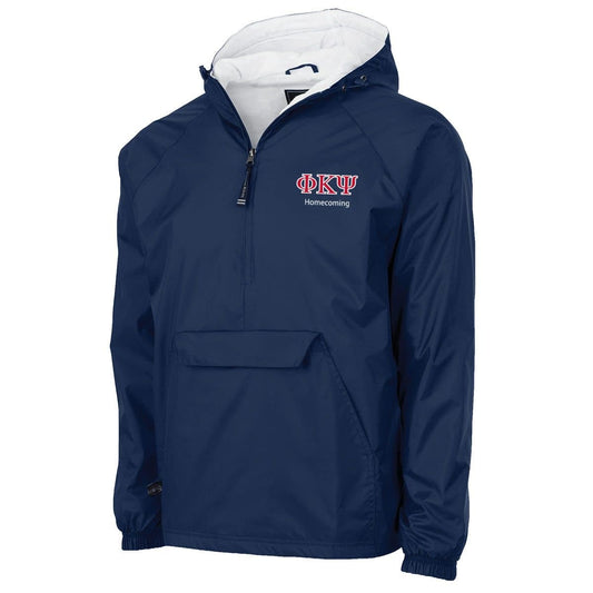 Phi Psi Personalized Charles River Navy Classic 1/4 Zip Rain Jacket | Phi Kappa Psi | Outerwear > Jackets