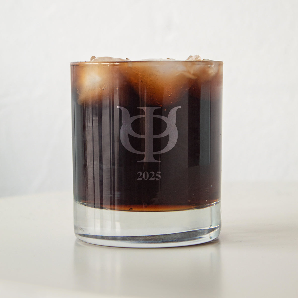 Phi Psi Engraved Year Rocks Glass