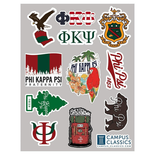 Phi Psi Sticker Sheet | Phi Kappa Psi | Promotional > Stickers
