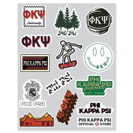 Phi Psi Retro Sticker Sheet